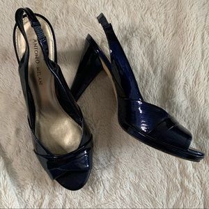 Blue Antonio Melani Slingback Heels 3inch heel. Preloved light wear.